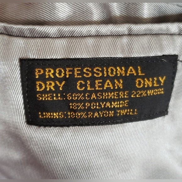 Cashmere & Wool Blend Men's Gray Dress Coat Size 42 - Picture 9 of 12